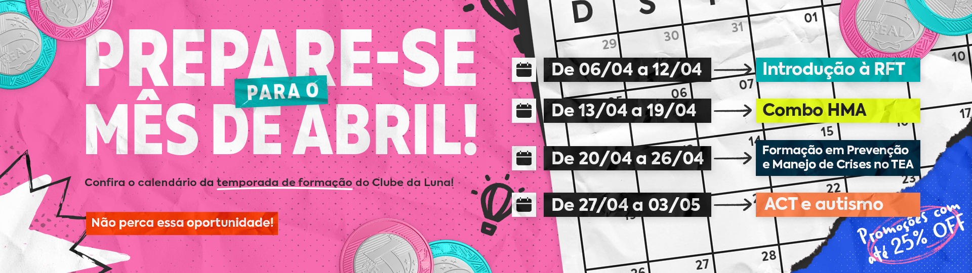 Banner calendários de promoção
